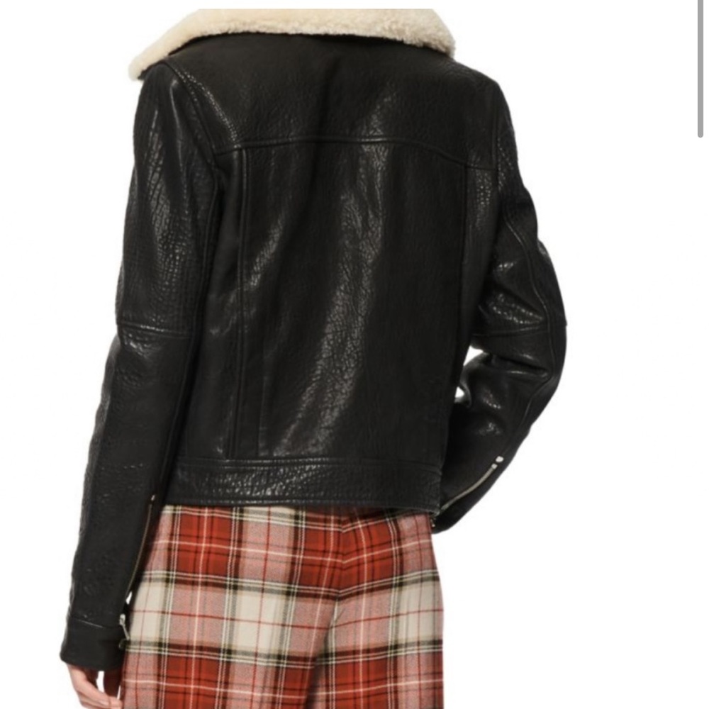 Winter Leather Jacket Shearling Collar - image 2